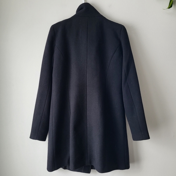 Vera Moda black wool blend double breasted high snap collar coat Size S - Picture 2 of 10